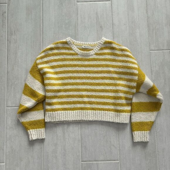 Women's Newbury Kustom Pullover Sweater Color Block White Yellow Preppy Academia - Picture 1 of 6